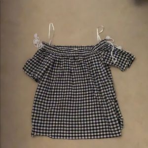 Off the shoulder gingham top